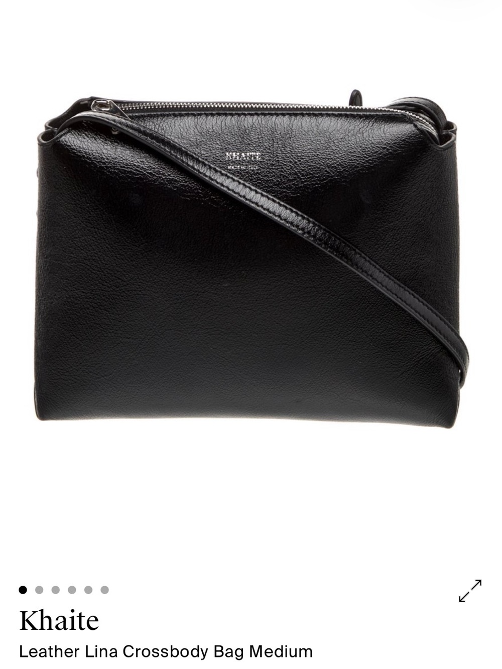 KHAITE Black Leather Crossbody with Slim Strap